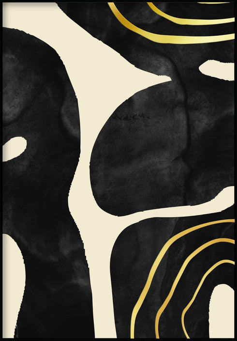 Formes noires laissées en or véritable Poster